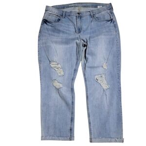 Old Navy Boyfriend Straight Jeans Womens 16 Light Wash Good Distressed Ripped